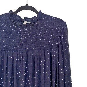 & Other Stories Blue & White Polka Dot Smocked Shift Dress - Size 12